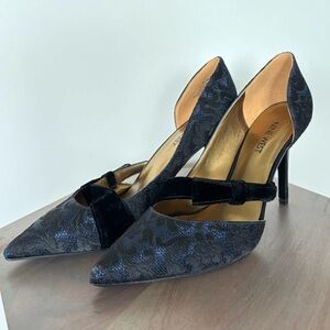 Stunning Navy Blue Lace Heels
